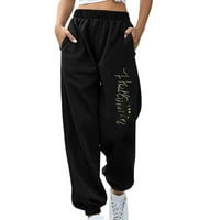 Ženske jesenske hlače na rasprodaji ženske modne Ležerne sportske hlače s podstavom i printom