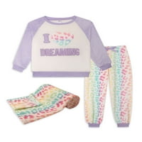 Moderna dječja pidžama s dugim rukavima s poplunom za djevojčice, veličine 4-16