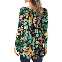 Topovi za skrivanje ženskog trbuha tunika jesenske majice dugih rukava Slatka majica s cvjetnim printom donje rublje casual elegantne