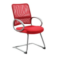 Uredska stolica za goste s mrežastim naslonom u crvenoj boji