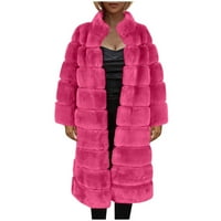 Donji/ dugi Kaputi za žene, široki udobni jednobojni kaputi s dugim rukavima s reverima, ležerni ženski topli krzneni kaputi, zimska