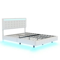 Euroco presvlaka kraljice veličine platforme krevet, plutajući okvir kreveta s LED svjetlima i punjenje staiona za djecu i odrasle,