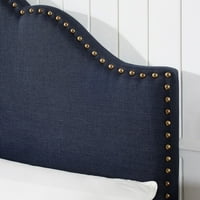 King size krevet od tapeciranog platna u tamnoplavoj boji