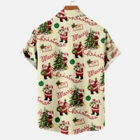 Muške košulje kratkih rukava, muške Ležerne jednobojne gumbe, Božićni print Djeda Božićnjaka s džepom, košulja kratkih rukava, bluza