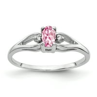 Prsten od bijelog zlata od 5 karata s ovalnim ružičastim turmalinom i dijamantom od primarnog zlata s dijamantima