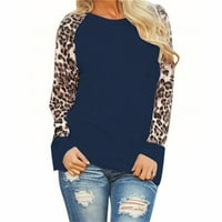Ženska majica s dugim rukavima A-Lister Ležerne košulje s leopard printom s okruglim vratom pulover casual labavi gornji dio tunike