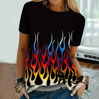 '; / ženski Casual majice s kratkim rukavima s printom plamena bluza košulja s printom