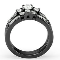 Set uparenih prstenova ženski zaručnički prsten od crnog kamena od nehrđajućeg čelika okrugli kubični cirkonij muški rotirajući prsten