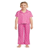 Pidžama Set za djevojčice s kratkim rukavima s ovratnikom i hlačama, 2 komada, veličine 4-12
