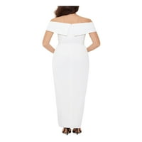 Ženska bijela rastezljiva Maksi haljina s patentnim zatvaračem s kratkim rukavima s ramena 8