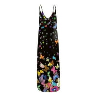 Ljetne haljine za žene, opuštene Ležerne ljetne haljine s cvjetnim printom, Haljina Bez rukava s džepovima i okruglim vratom